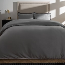 OHS Piped Edge Duvet Set, Grey/White - Double - thumbnail 1