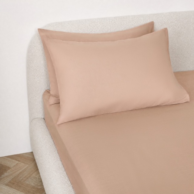 OHS Easy Care Polycotton Deep Fitted Sheet, Natural - King - image 1