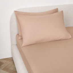OHS Easy Care Polycotton Deep Fitted Sheet, Natural - King