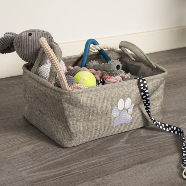 OHS Pet Paw Embroidered Storage Basket - Charcoal - image 1