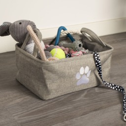 OHS Pet Paw Embroidered Storage Basket - Charcoal - thumbnail 1