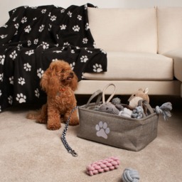 OHS Pet Paw Embroidered Storage Basket - Charcoal - thumbnail 3