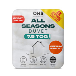 OHS 7.5 Tog All Seasons Duvet & Pillows, White - Double