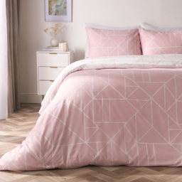 OHS Geometric Print Duvet Cover Set, Blush - Double