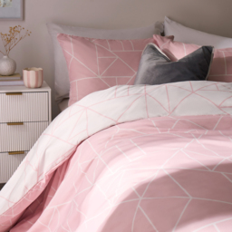 OHS Geometric Print Duvet Cover Set, Blush - Double - thumbnail 2