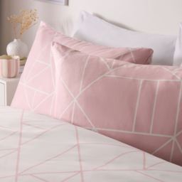 OHS Geometric Print Duvet Cover Set, Blush - Double - thumbnail 3