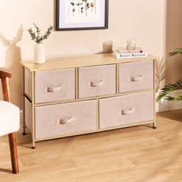OHS Brooklyn Fabric 5 Drawer Chest - Beige - thumbnail 1