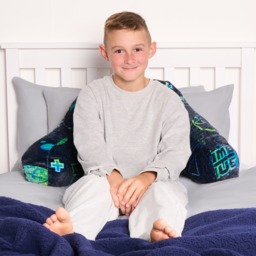 OHS Kids Neon Gaming Fleece Cuddle Cushion - Black - thumbnail 4