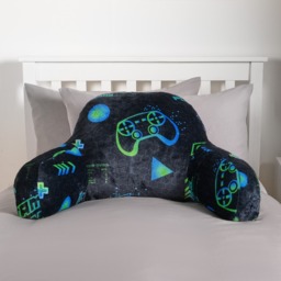 OHS Kids Neon Gaming Fleece Cuddle Cushion - Black - thumbnail 2