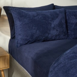 OHS Teddy Fleece Fitted Sheet, Navy - Double