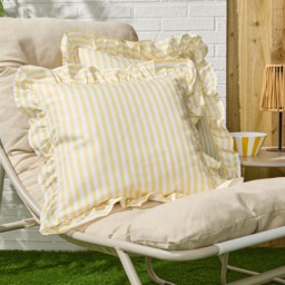 OHS 4 Pack Stripe Print Frill Cushion Covers with Cushion - Lemon - thumbnail 4