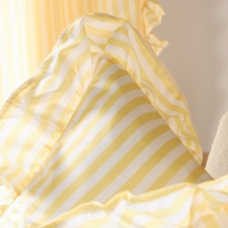 OHS 4 Pack Stripe Print Frill Cushion Covers with Cushion - Lemon - thumbnail 3