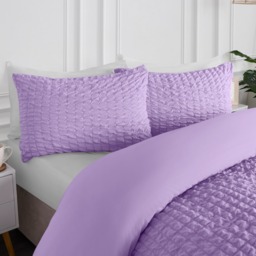 OHS Geometric Seersucker Duvet Set, Lilac - King