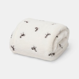 OHS Bow Embossed Fleece Throw - Monochrome - thumbnail 2
