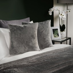 OHS 2 Pack Waffle Fleece Cushion Covers, Charcoal - 45 x 45cm - thumbnail 1