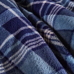 OHS Tartan Check Teddy Duvet Cover Set, Navy - Super King - thumbnail 3