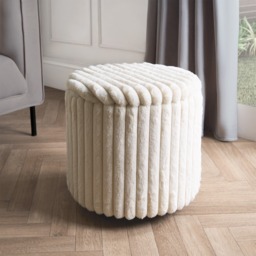 OHS Ribbed Round Ottoman - Cream - thumbnail 4