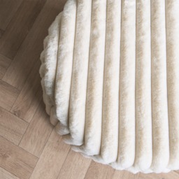 OHS Ribbed Round Ottoman - Cream - thumbnail 3