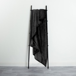 OHS Waffle Fleece Throw, Black - 200 x 240 cm - thumbnail 4