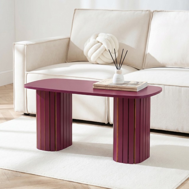 OHS Madison Ribbed Coffee Table - Dark Berry - image 1