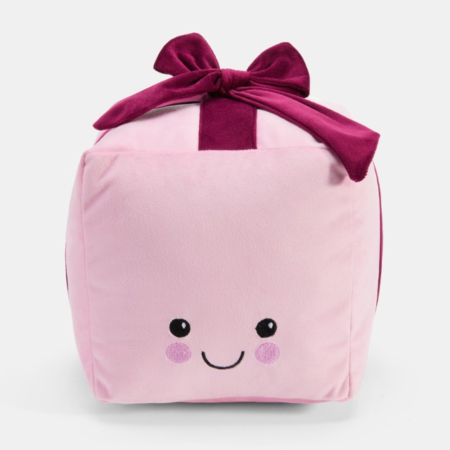OHS Bow Present Shaped Cushion - Pink/Burgundy - image 1
