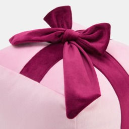 OHS Bow Present Shaped Cushion - Pink/Burgundy - thumbnail 3