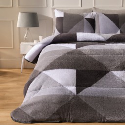 OHS Teddy Geometric Coverless 10.5 Duvet & Pillowcases, Grey - Double - thumbnail 1