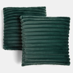OHS Faux Fur Thick Ribbed Cushion Covers - Green - thumbnail 2