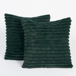OHS Faux Fur Thick Ribbed Cushion Covers - Green - thumbnail 3