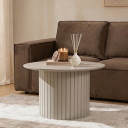 OHS Madison Ribbed Round Coffee Table - Natural