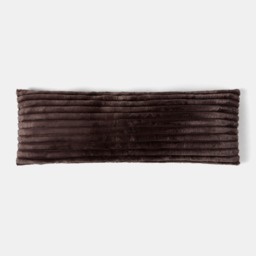 OHS Ribbed Faux Fur Bolster Pillow - Coffee - thumbnail 4
