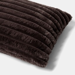 OHS Ribbed Faux Fur Bolster Pillow - Coffee - thumbnail 5