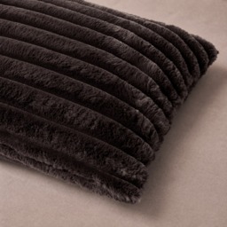 OHS Ribbed Faux Fur Bolster Pillow - Coffee - thumbnail 3