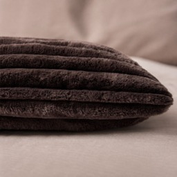 OHS Ribbed Faux Fur Bolster Pillow - Coffee - thumbnail 2