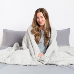 OHS Teddy Fleece Weighted Blanket, Silver Grey - 6kg