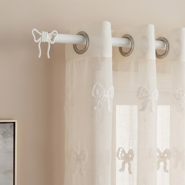 OHS 16mm Extendable Bow Curtain Pole, Cream - 70-120cm - image 1