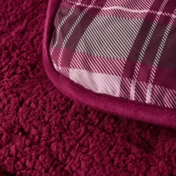 OHS Check Coverless Sherpa Fleece 10.5 Tog Duvet Set, Burgundy - Double - thumbnail 5