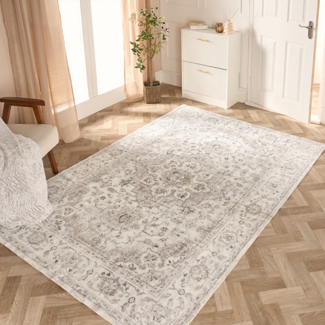 OHS Washable Vintage Printed Rug, Natural - 120 x 170 cm - image 1