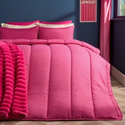 OHS Coverless 10.5 Tog Duvet Set, Hot Pink - Single - thumbnail 1