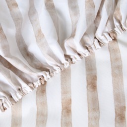 OHS Stripe Print Fitted Sheet, White/Brown - Single - thumbnail 3