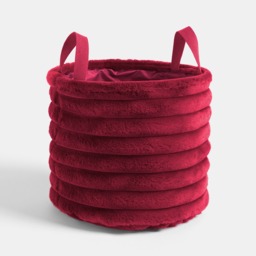 OHS Faux Fur Ribbed Storage Basket - Berry - thumbnail 3