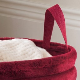 OHS Faux Fur Ribbed Storage Basket - Berry - thumbnail 2