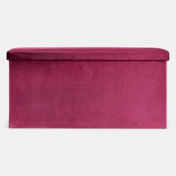 OHS Matte Velvet Foldable Rectangle Storage Ottoman - Berry - thumbnail 3