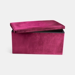 OHS Matte Velvet Foldable Rectangle Storage Ottoman - Berry - thumbnail 5