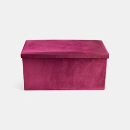 OHS Matte Velvet Foldable Rectangle Storage Ottoman - Berry - thumbnail 4