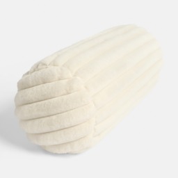 OHS Faux Fur Ribbed Bolster Pillow - Cream - thumbnail 4