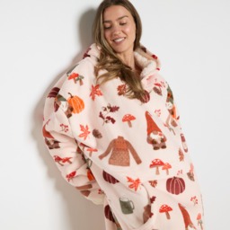 OHS Adult Extra Long Autumn Hoodie Blanket - Beige - thumbnail 4