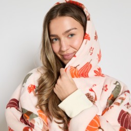 OHS Adult Extra Long Autumn Hoodie Blanket - Beige - thumbnail 5