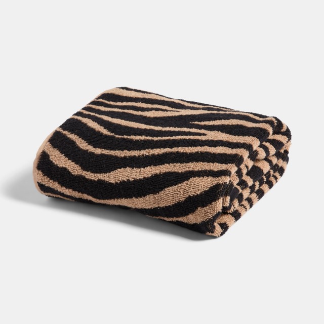 OHS 100% Cotton Abstract Zebra Jacquard Bath Towel - Natural - image 1