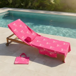OHS Bow Print Inflatable Beach Bolster Pillow - Hot Pink - thumbnail 5